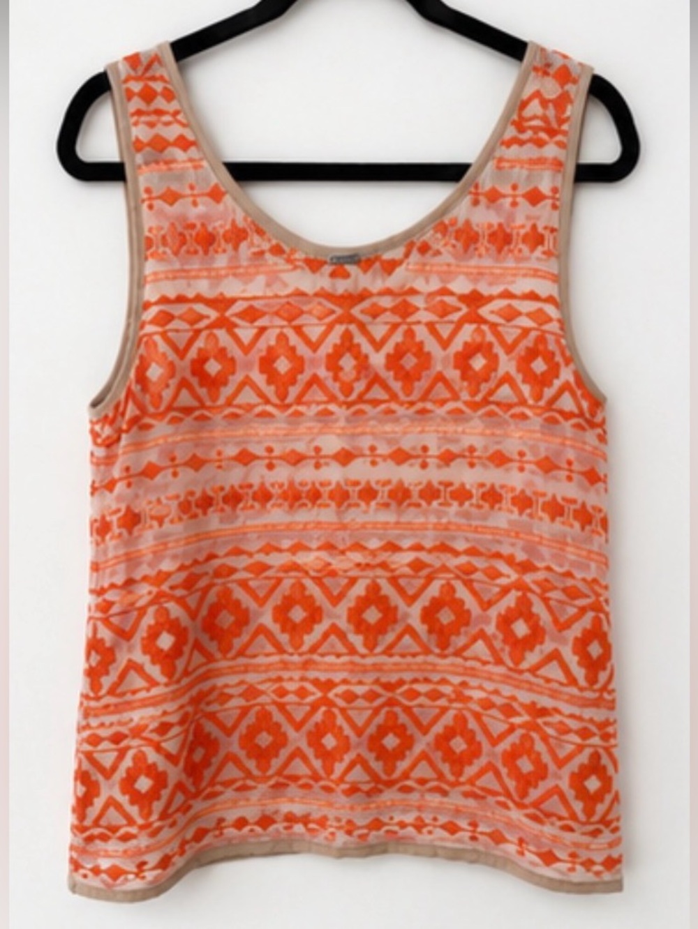 Chan Luu Orange and Cream Aztec Tank Top
